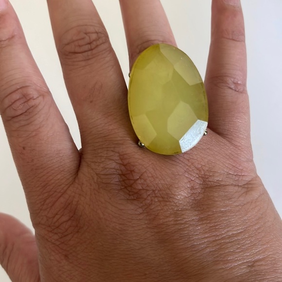Accessories - Yellow/Green Moodstone Statement Ring (elastic stretch)